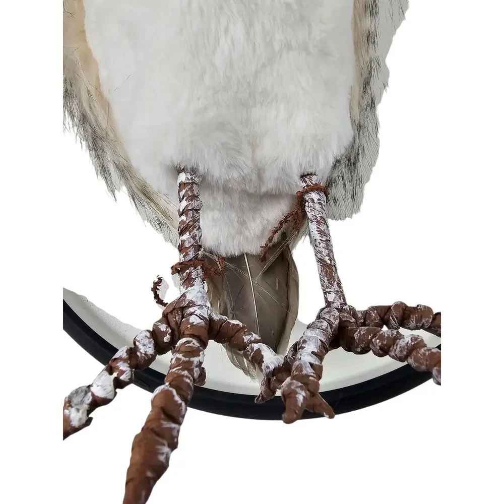 Snowy Owl Plush Figurine and Woven Birch Tree Throw Pillow‎ Woodland Decor Set